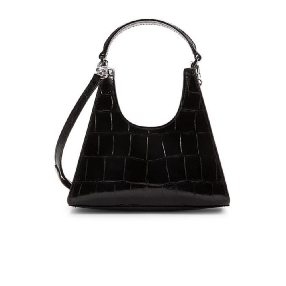 Staud Black Croc Mini Rey Bag  NWT